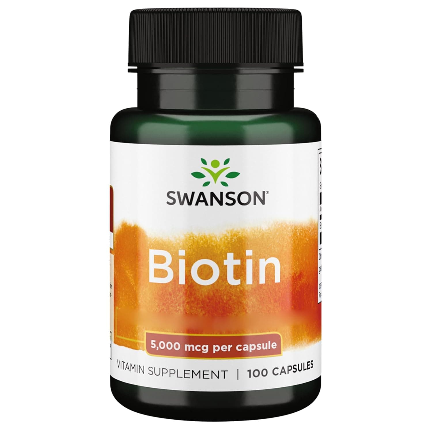 Swanson, Biotin, 5000 mcg, 100 Capsules, High Dosage, Laboratory Tested, Gluten Free, Soy Free, GMO Free