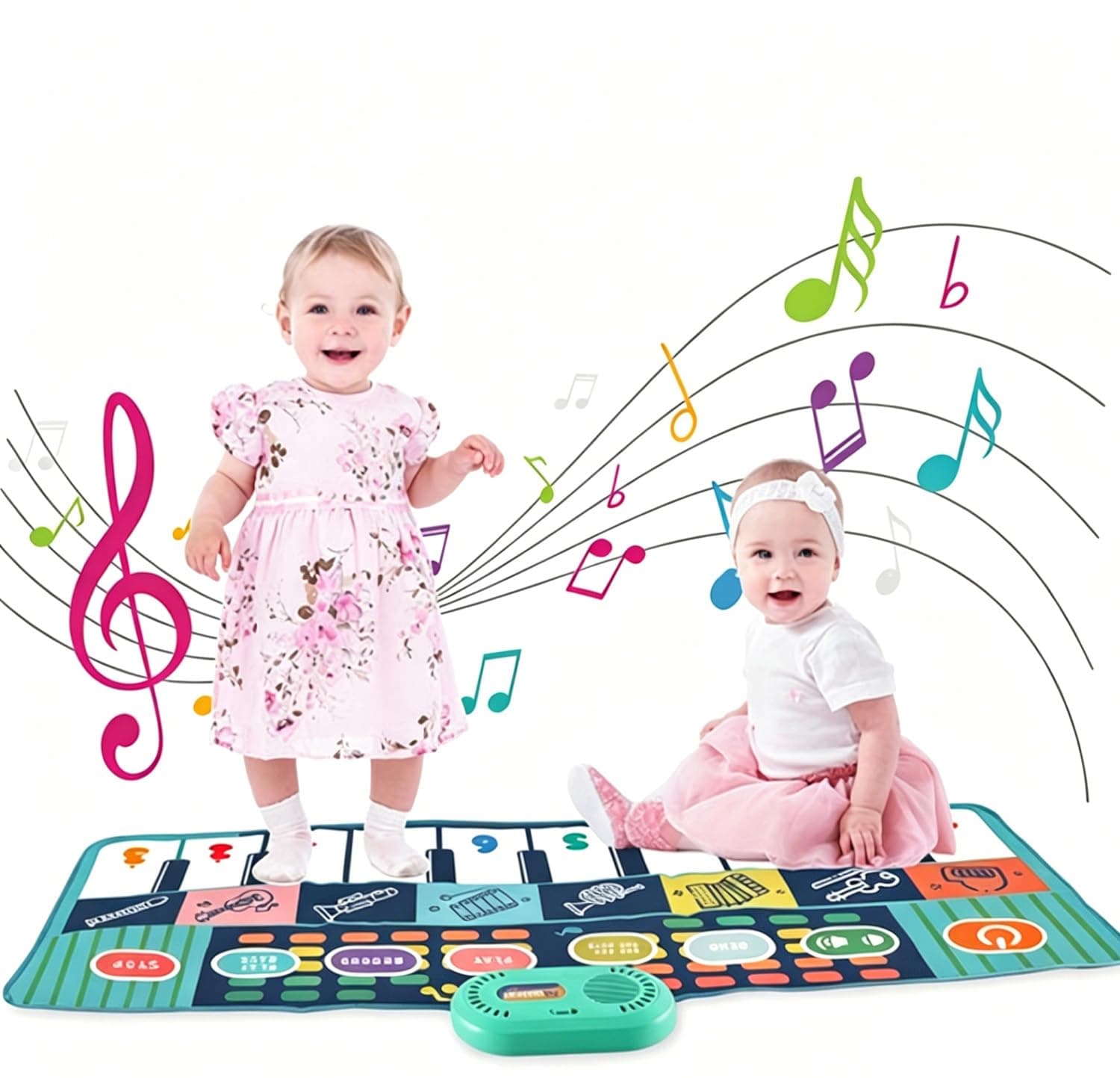 LinJie Piano Music Dance Mat,Baby Musical Mat,Piano Mat For Toddlers With 8 Animal Sounds Blanket Touch Play Mat Gift Toys For 3+ Years Old Kids Boys Girls (blue)