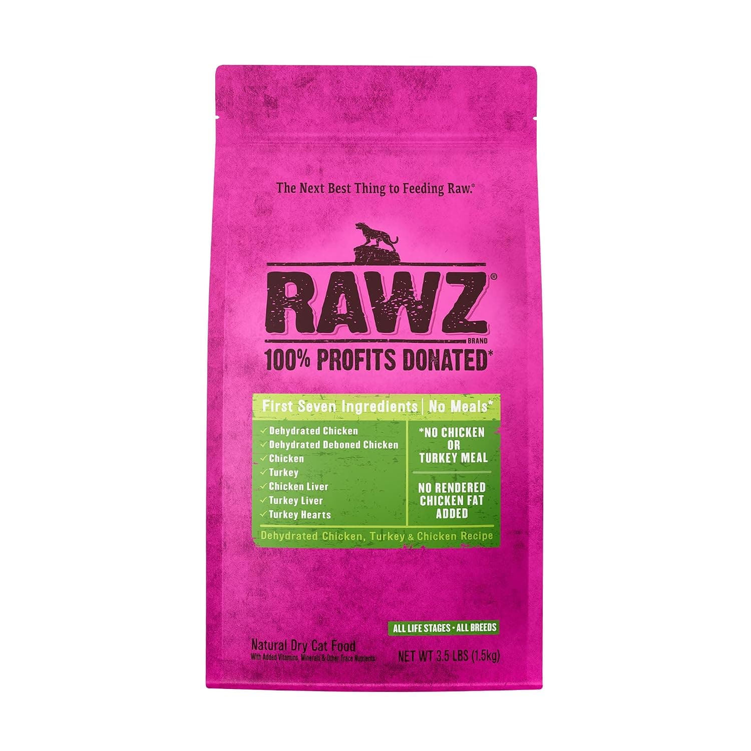 Rawz Dehydrated Chicken, Turkey & Chicken Recipe Natural Meal Free Dry Cat Food (3.5lb, Chicken & Turkey)