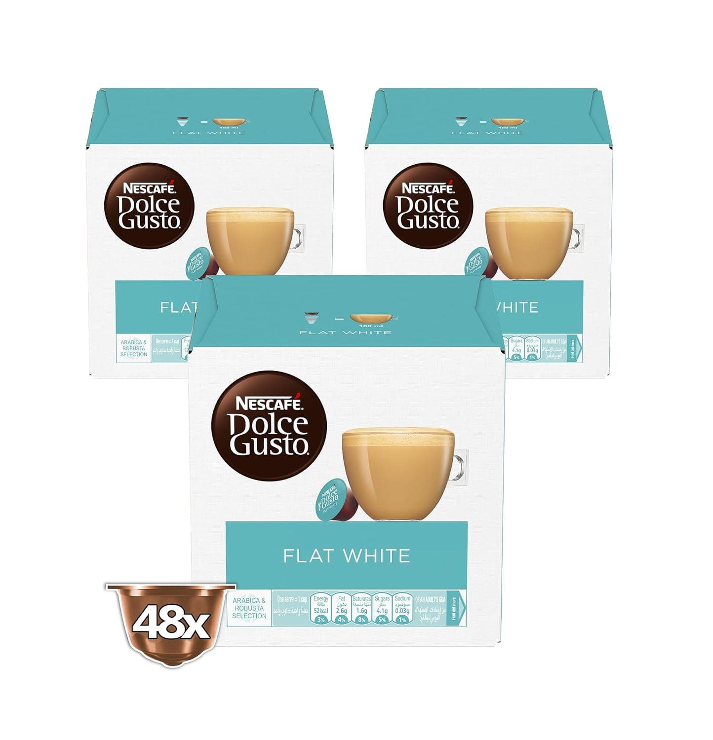 Nescafe Dolce GUSto Flat White Coffee Capsules, 48 Capsules, 48 Cups