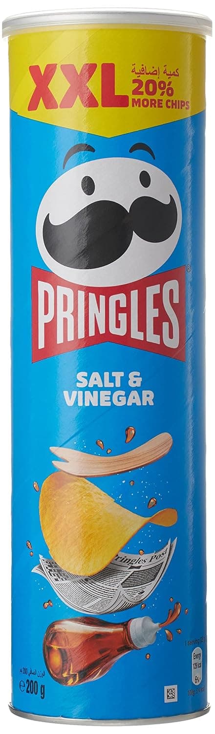 Pringles Salt & Vinegar Flavored Potato Chips Can - 200 Gm