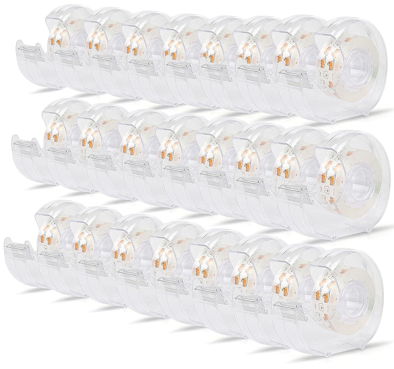 BOMEI PACK 24PACK Transparent Tape with Dispenser, Office Clear Tape Refill Rolls with Dispenser Bulk for DIY, Gift Wrapping, Repairing, Home and School, 3/4in x 1000in