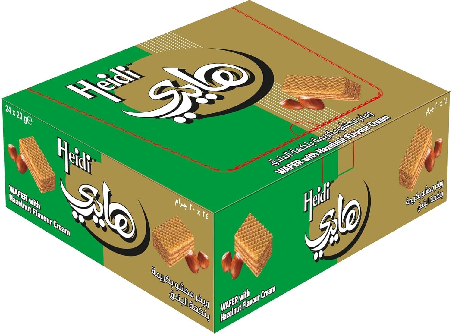Heidi Wafer With Hazelnut Flavour Cream 18g, 24 Pack