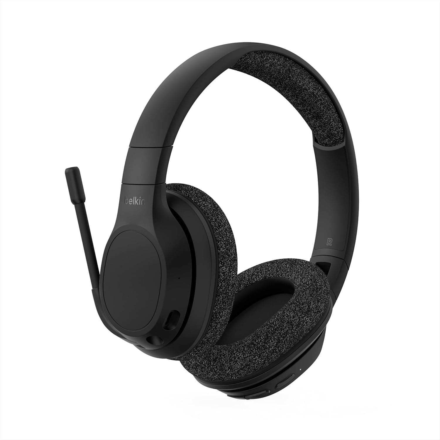 Belkin SoundForm Adapt Wireless Over-Ear Headset, Headphones for Work, Play, Gaming, & Travel with Built-In Boom Microphone - Compatible with iPhone, iPad, Galaxy, and More - Black