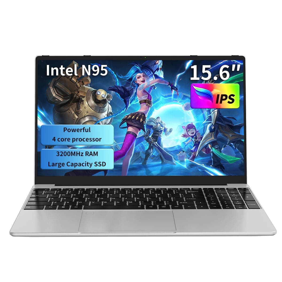 Gaming Laptop 15.6" FHD,Intel N95 Turbo Boost 3.4GHz,16GB DDR4 3200 RAM + 512GB SSD,RGB Backlit Keyboard & Fingerprint Unlock,Windows 11 Pro Laptop Computer for Immersive Performance