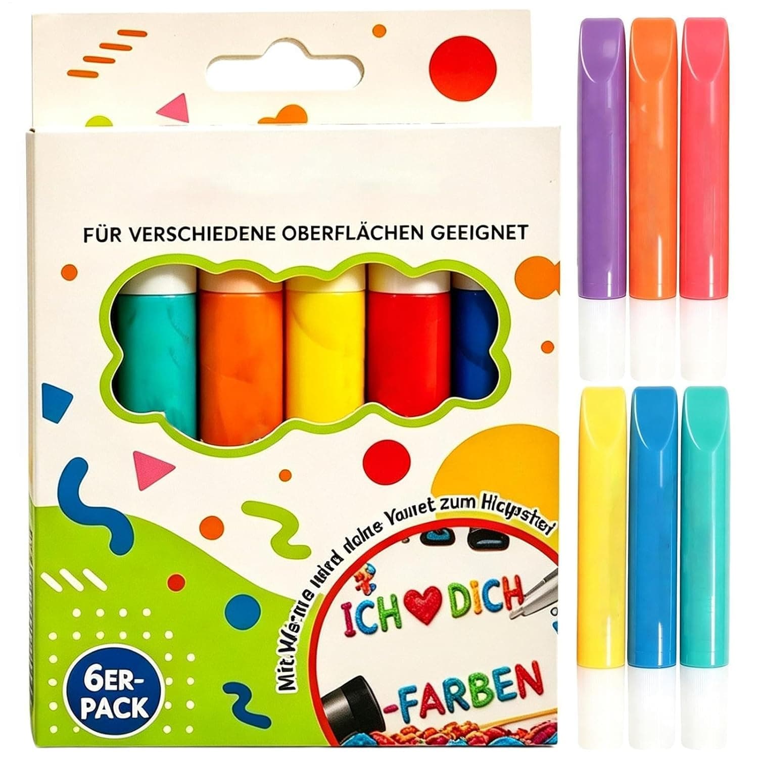 Bubble Pen for Kids 6-Piece Art Crafts Drawing Set 3D Bubble Paint Markers | Color Pens for School Classroom College Home Craft Party Holiday