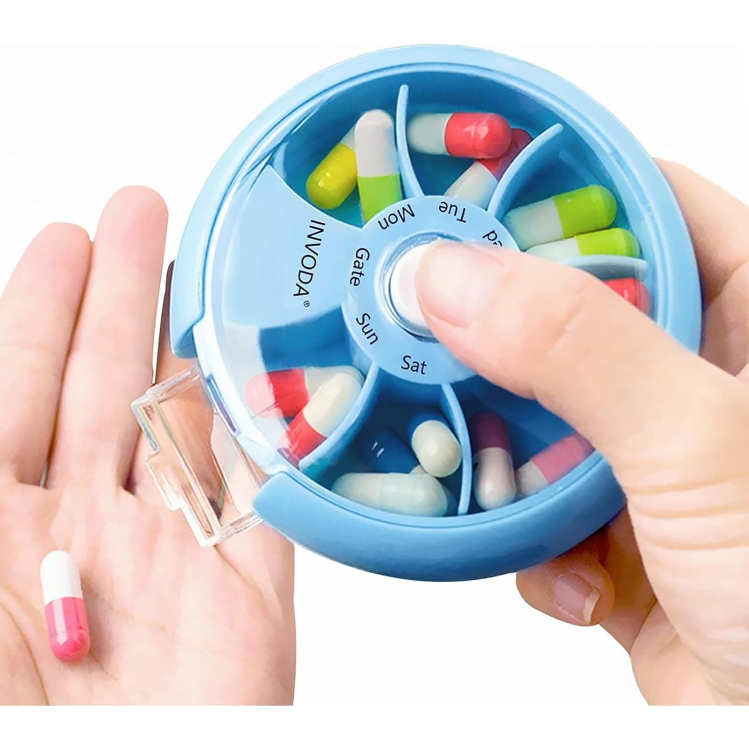Travel Pill Organizer Weekly Pill Container 7 Day Daily Pill Box Small Portable Pill Case for Fish Oil Supplements Vitamins Organizer