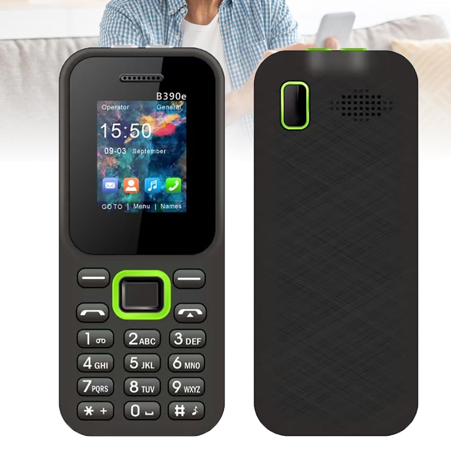Basic Cell Phone for The Elderly, Unlocked Cell Phone Seniors/Kids Big Speaker & Big Button Flashlight Dual SIM Dual Standby, MP3 player/FM radio Camera, SOS,Black
