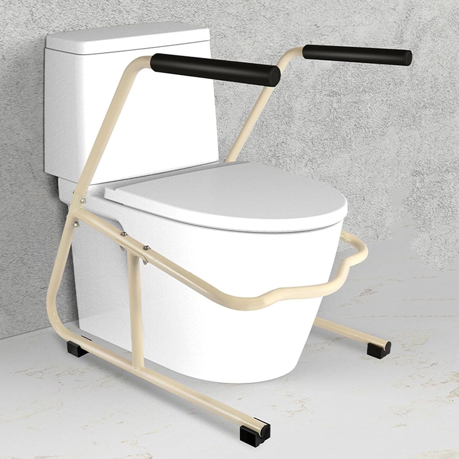 Toilet Safety Rail Frame, Stand Alone Toilet Safety Rail with Grab Bar, Heavy Duty Toilet Safety Frame for Elderly and Disabled, Fit Any Toilet