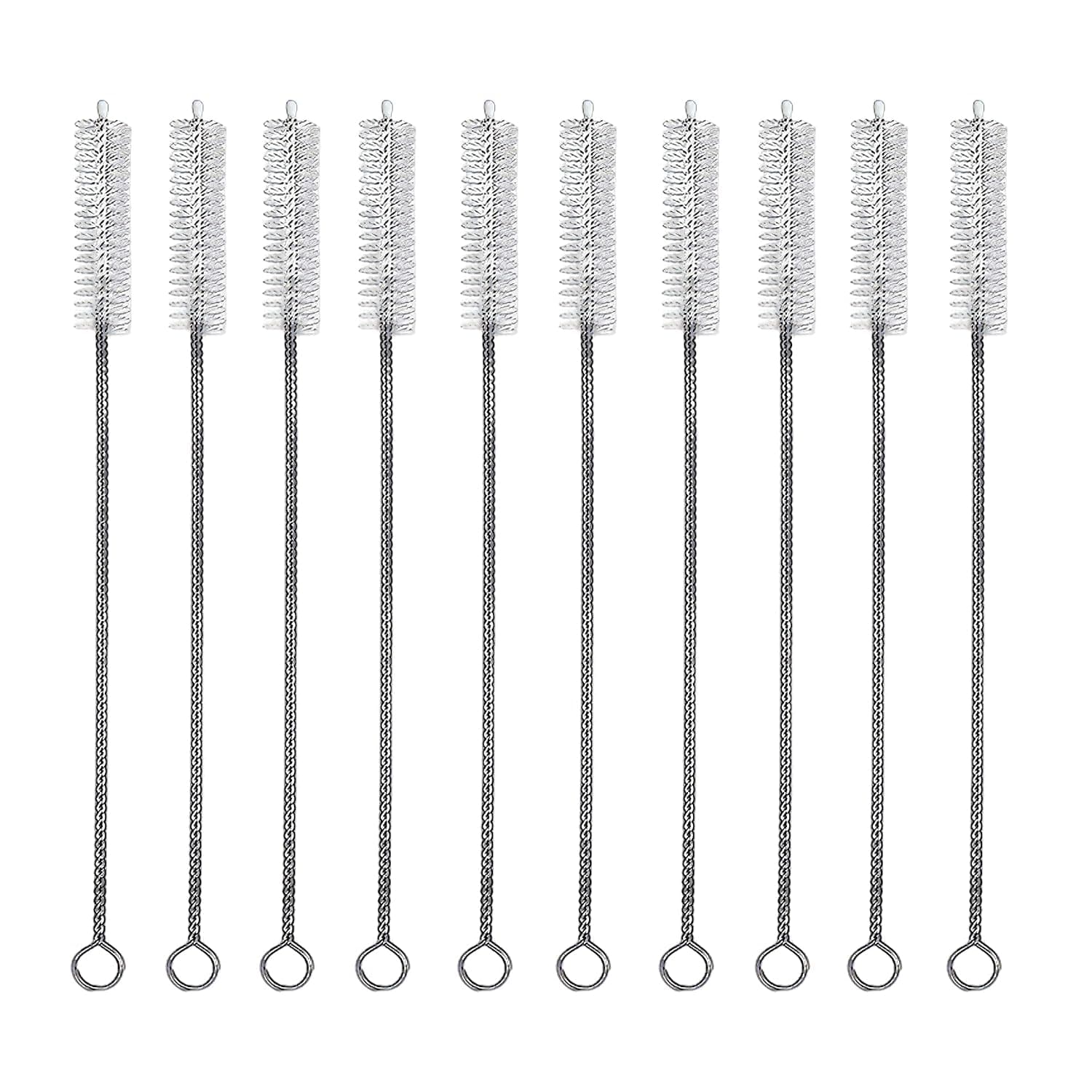 10-Pack Straw Cleaning Brushes with Metal Handles – Flexible Tube Brushes for Silicone Straws, Narrow Bottles & Reusable Drinkware