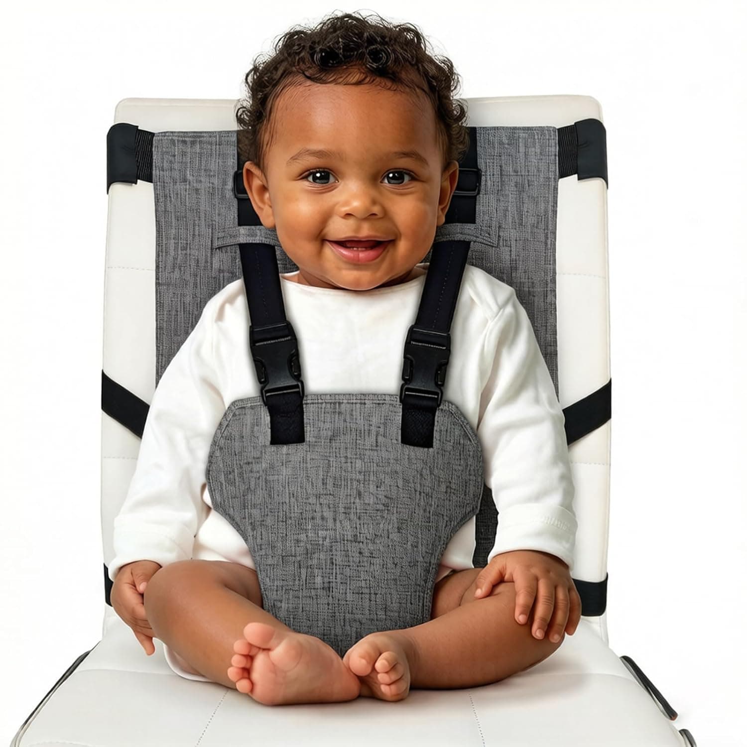 ANYUAN Travel Harness Seat Baby, Travel High Chairs for Babies Compact Foldable Safety Baby Travel Essential Harness Seat with Adjustable Shoulder Strap for Toddlers