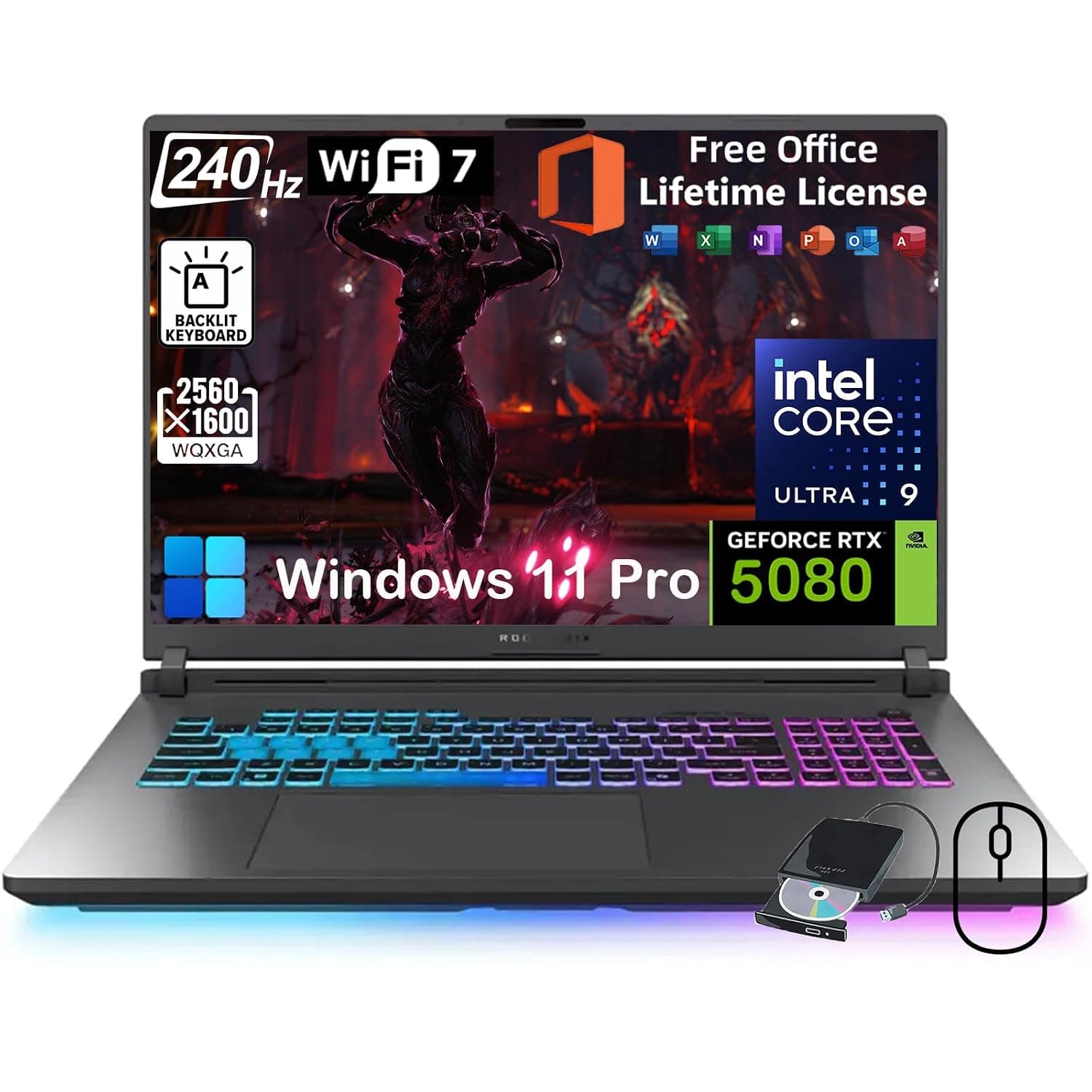 ASUS ROG Strix G18 Gaming Laptop - NVIDIA RTX 5080 GDDR7 • Intel 24 Core Ultra 9 275HX • 18" 2.5K 16:10 240Hz Display • w/Office Lifetime & Win 11 Pro • RGB Backlit KB • WiFi 7 • (64GB DDR5, 4TB SSD)