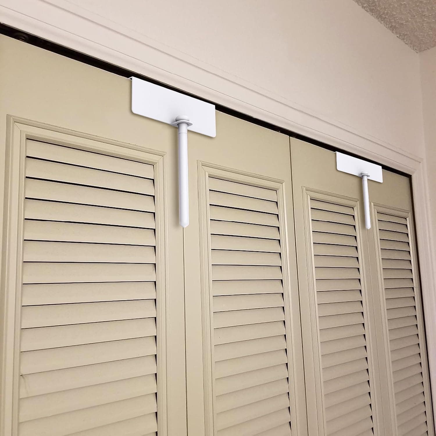 Metal Bifold Door Lock - Double Door Child Safety Locks Keep Toddler, Cats&Dogs Out of Closets, Cabinets, Pantry - No Need Install (2 Pack)