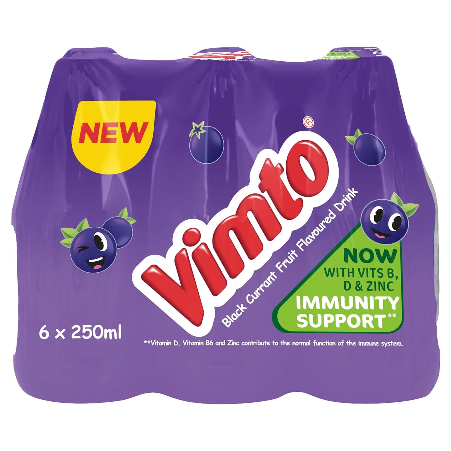 Vimto Blackcurrant Fortified Fruit Flavored Drink Bottle 6 x 250 ml