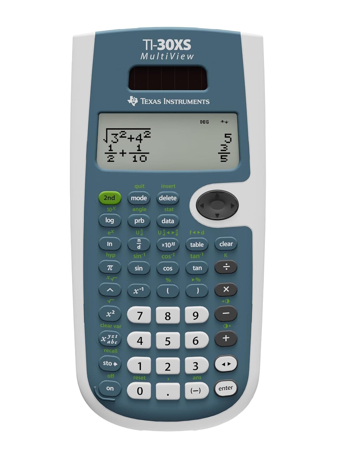 Texas Instruments TI-30XS MultiView Scientific Calculator, Battery Powered, Blue and White