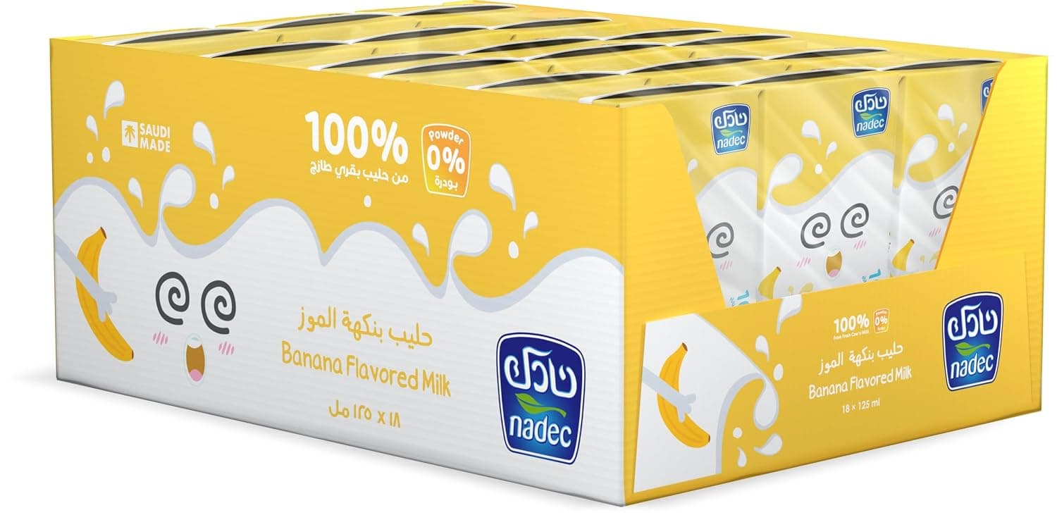 Nadec Banana Flavoured Uht Milk, 18 X 125 Ml