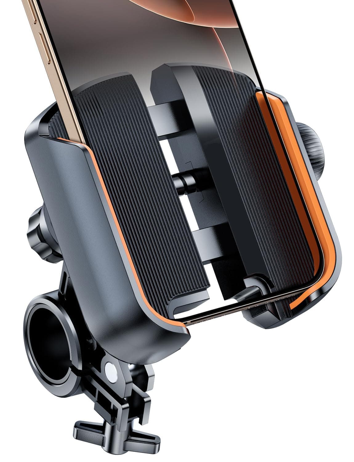 حامل موبايل لمقود الدراجة، حامل الدراجة النارية للهواتف الذكية والكاميرا، مشبك هاتف قابل للدوران للدراجة الكهربائية والسكوتر متوافق مع ايفون وسامسونج جالكسي