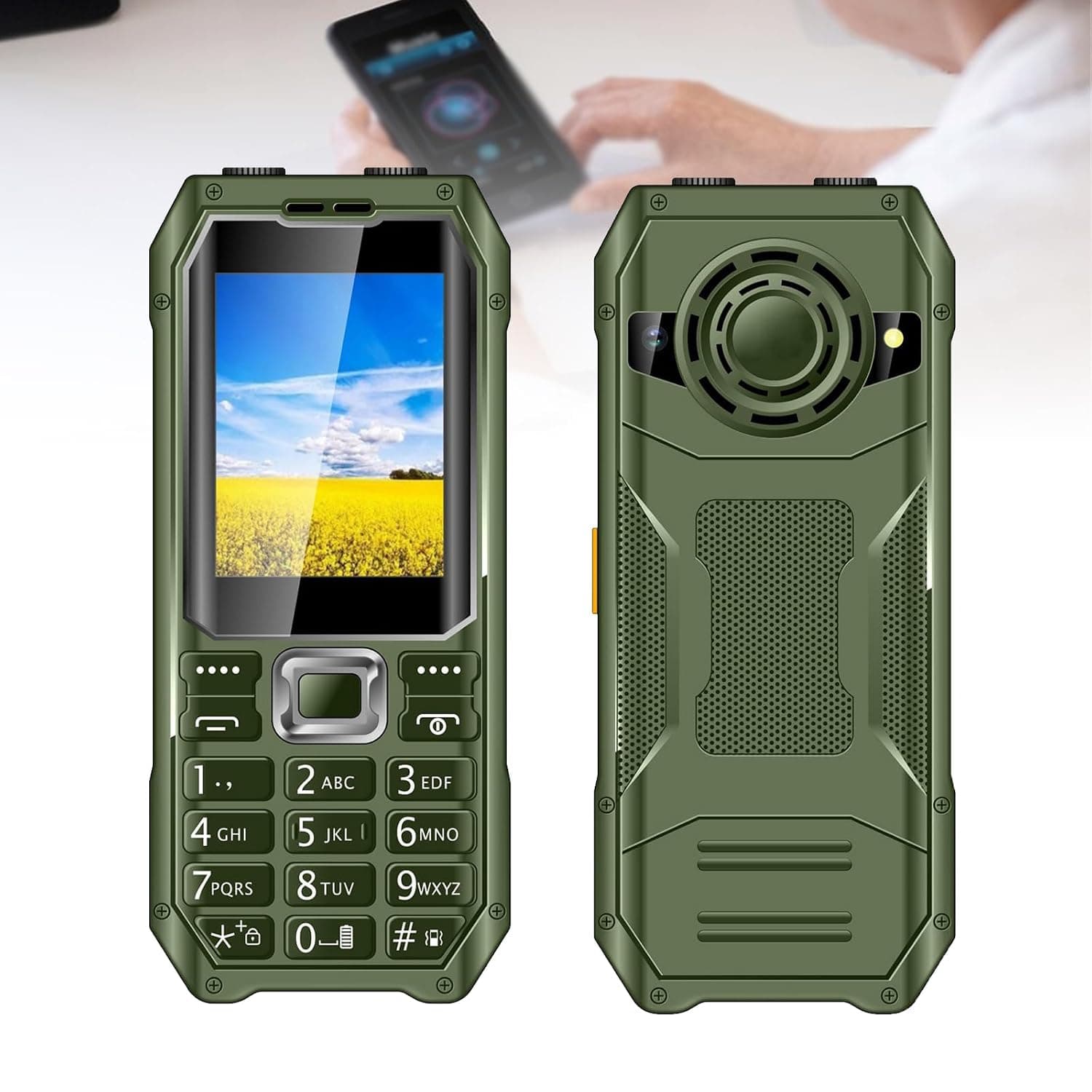 Senior Flip Phone - 2.4" Display, Basic Cell Phone for The Elderly，High-Contrast Keys, Loud & Clear Sound, HD Voice, SOS Button, Talking Numbers, FM Radio, MP3, Torch,Green