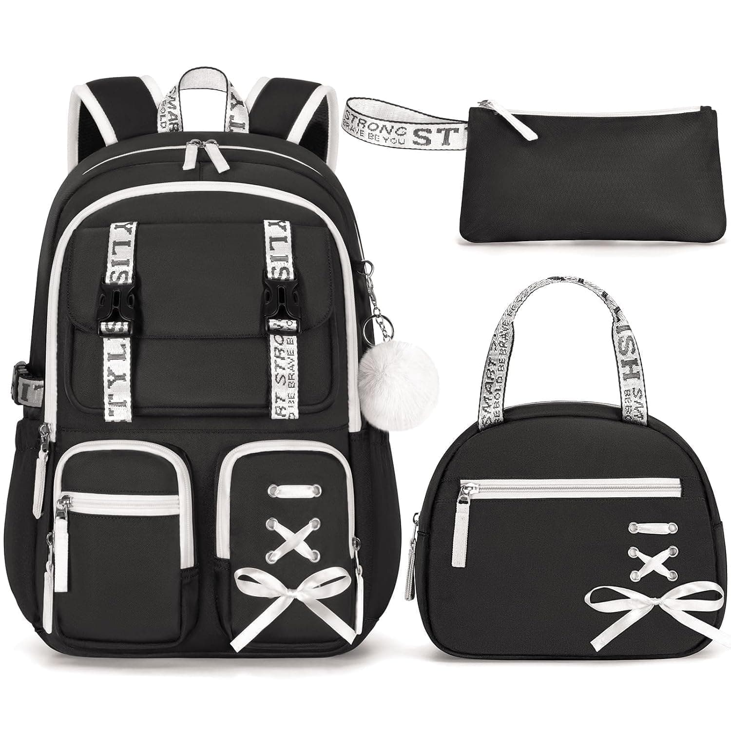 Fimibuke Backpack for Girls, 3 PCS Waterproof Girls Backpack with Lunch Box