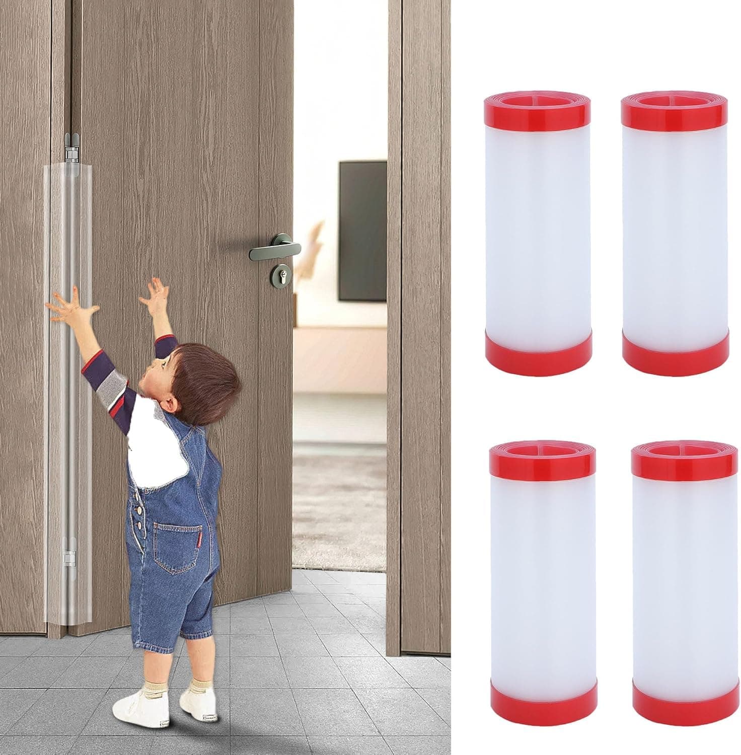 LinJie Finger Clip Door Guard,4 Pack Door Finger Pinch Guard,Child Seam Anti-Pinch Hand Protection Strip,47.2" H, 6.7" W Heavy Duty Jam Shield, Pinch Guard for 90 & 180 Degree Doors Frame & Baby Gate