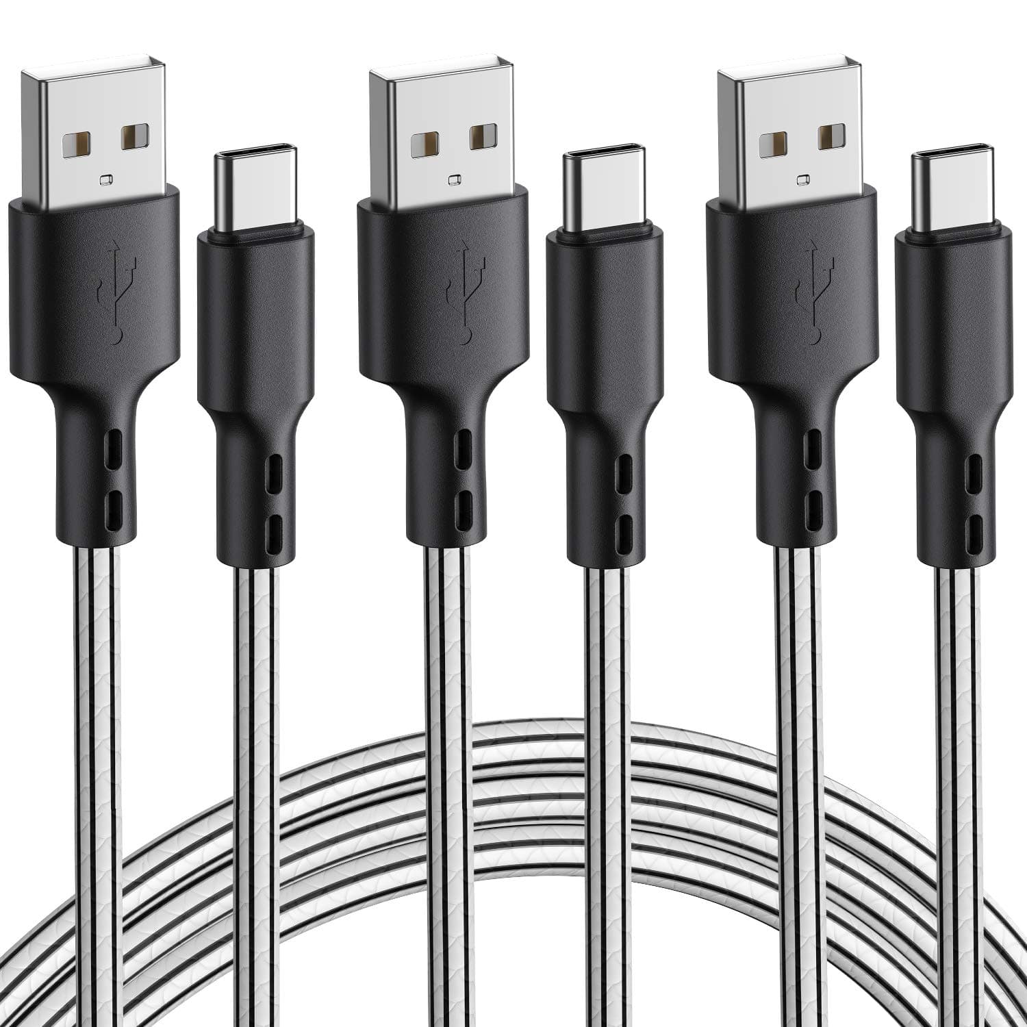 كيبل شحن USB نوع C من شيتيك مغطى ببلاستيك PVC بطول 3 امتار سريع الشحن ويصلح لنقل البيانات ومتوافق مع سامسونج جالكسي S9+/ S9/ S8 ونوت 8 وهواوي P10/P9 وون بلس 2/3 ولوميا ونيكسز 5X/6P وشاومي (3 قطع)