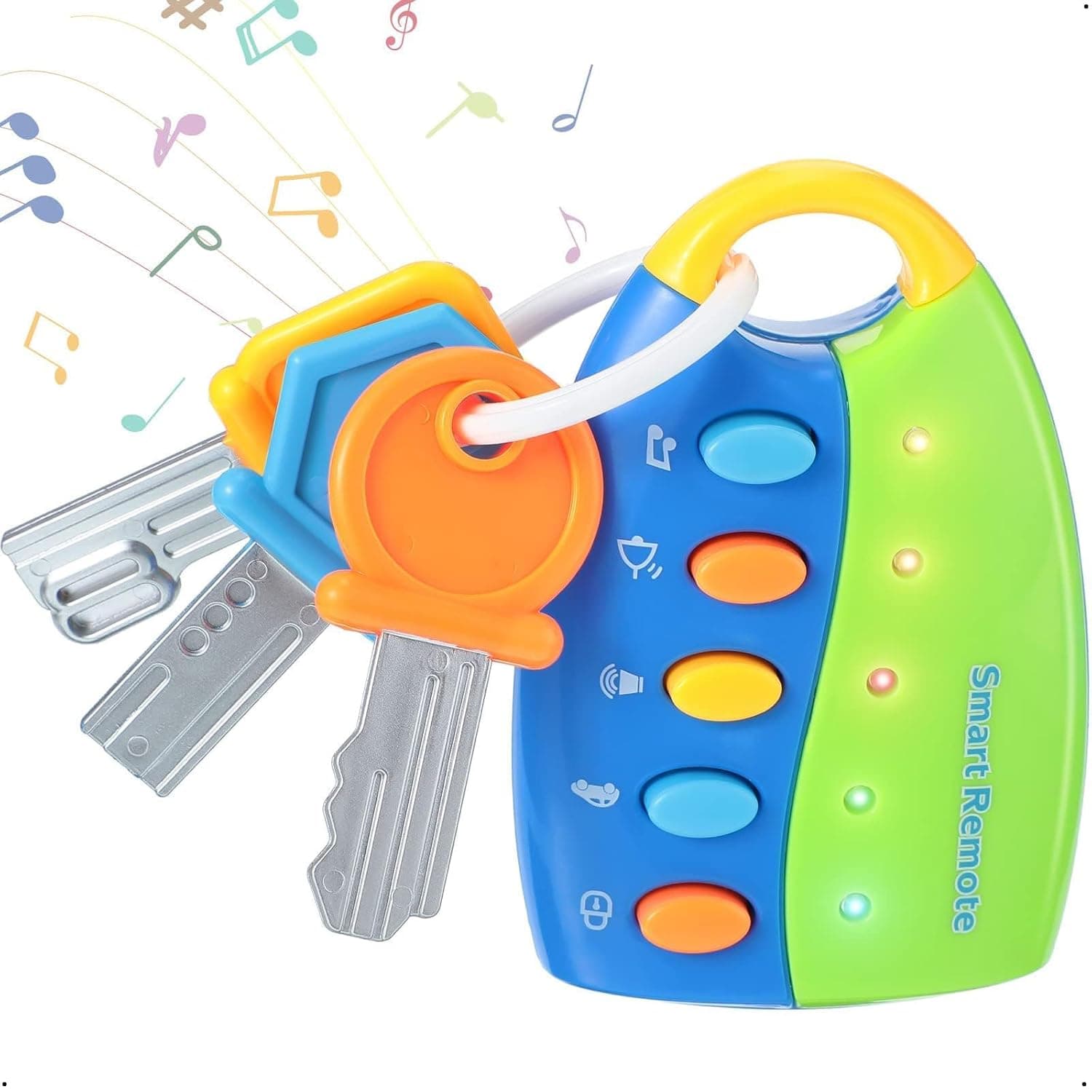 Joyzzz Musical Smart Remote Key Toy, Sensory Learning Set with 10 Songs Lights, Interactive Car Key Toy for Toddlers, Fun Travel Activity, Great for Infant Development and Play