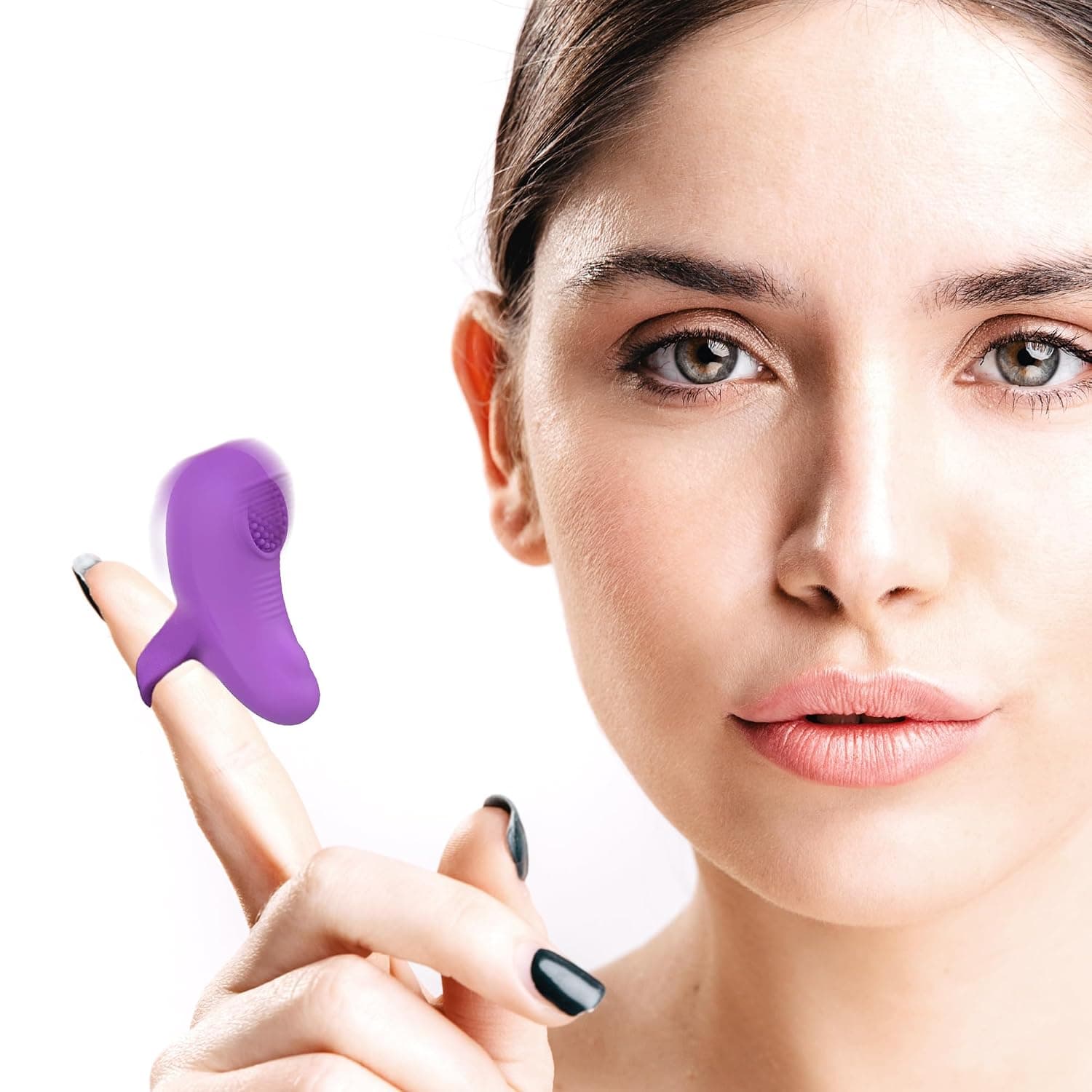 Mini Ring Face & Eye Massager - Mini Finger Vibration Tool for Facial Skincare - Waterproof Portable Rechargeable Handheld Powerful Micro-Vibration Massage for Eye Jaw & Body (Purple)