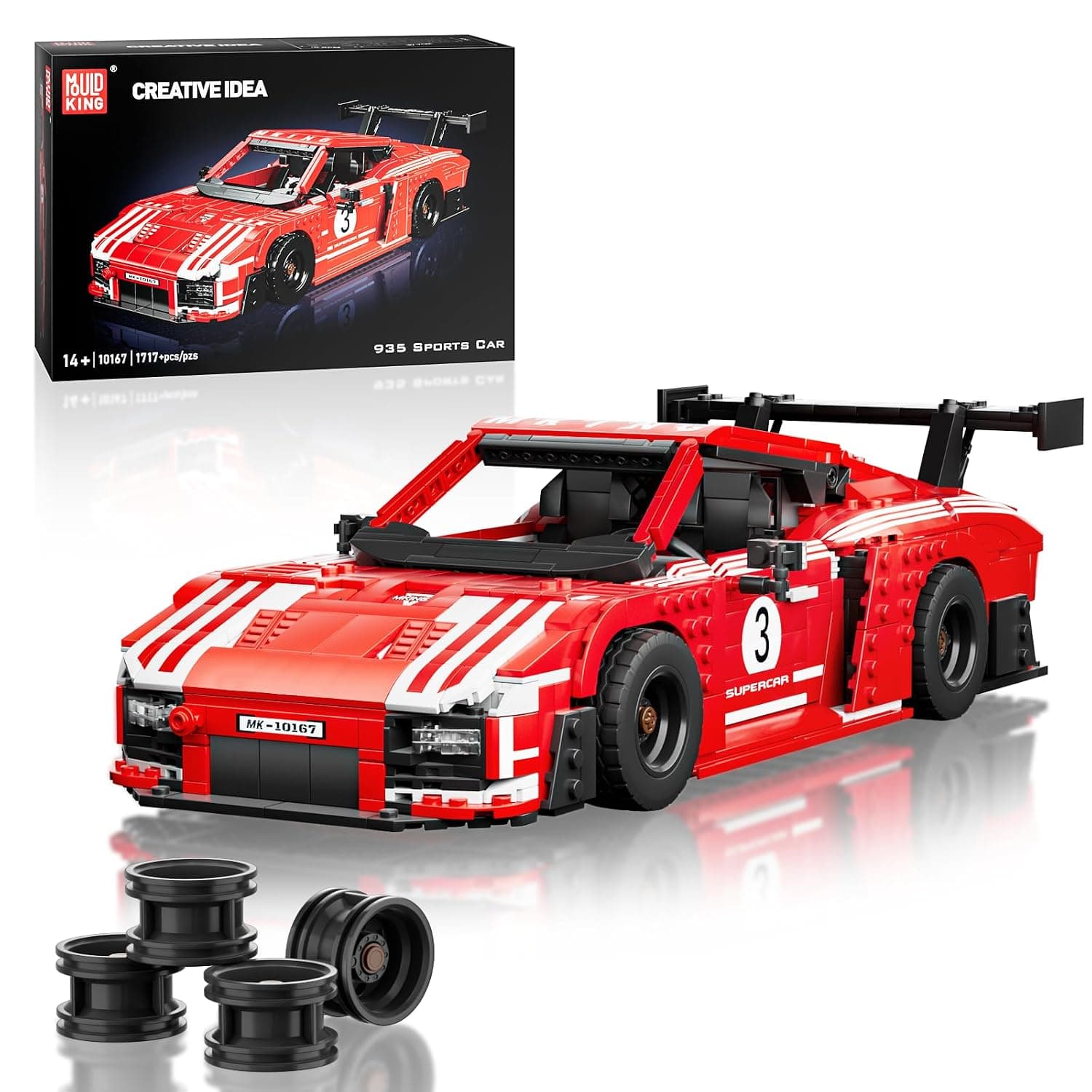 Mould King 10167 Technik Sports Car Building Blocks 935 Racing Car Construction Toy Clamping Blocks Car Model Kit Adult Model Cars to Collect (1717 Pieces)