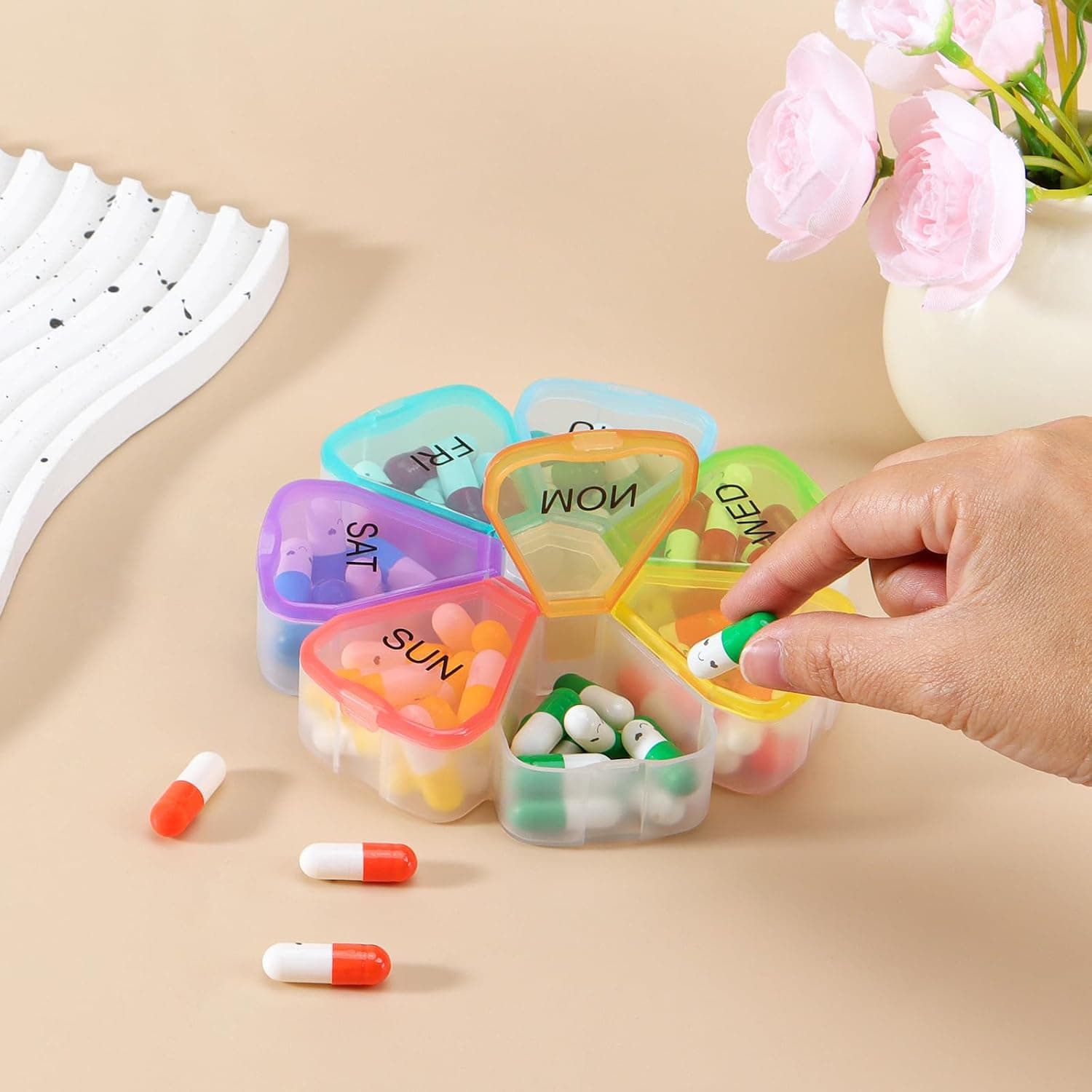 Weekly Pill Organizer,Weekly Pill Box,Medicine Organizer 7 Day,Medicine Planner, Vitamin Organizer Box,Hold Vitamins, Cod Liver Oil, Supplements and Medication