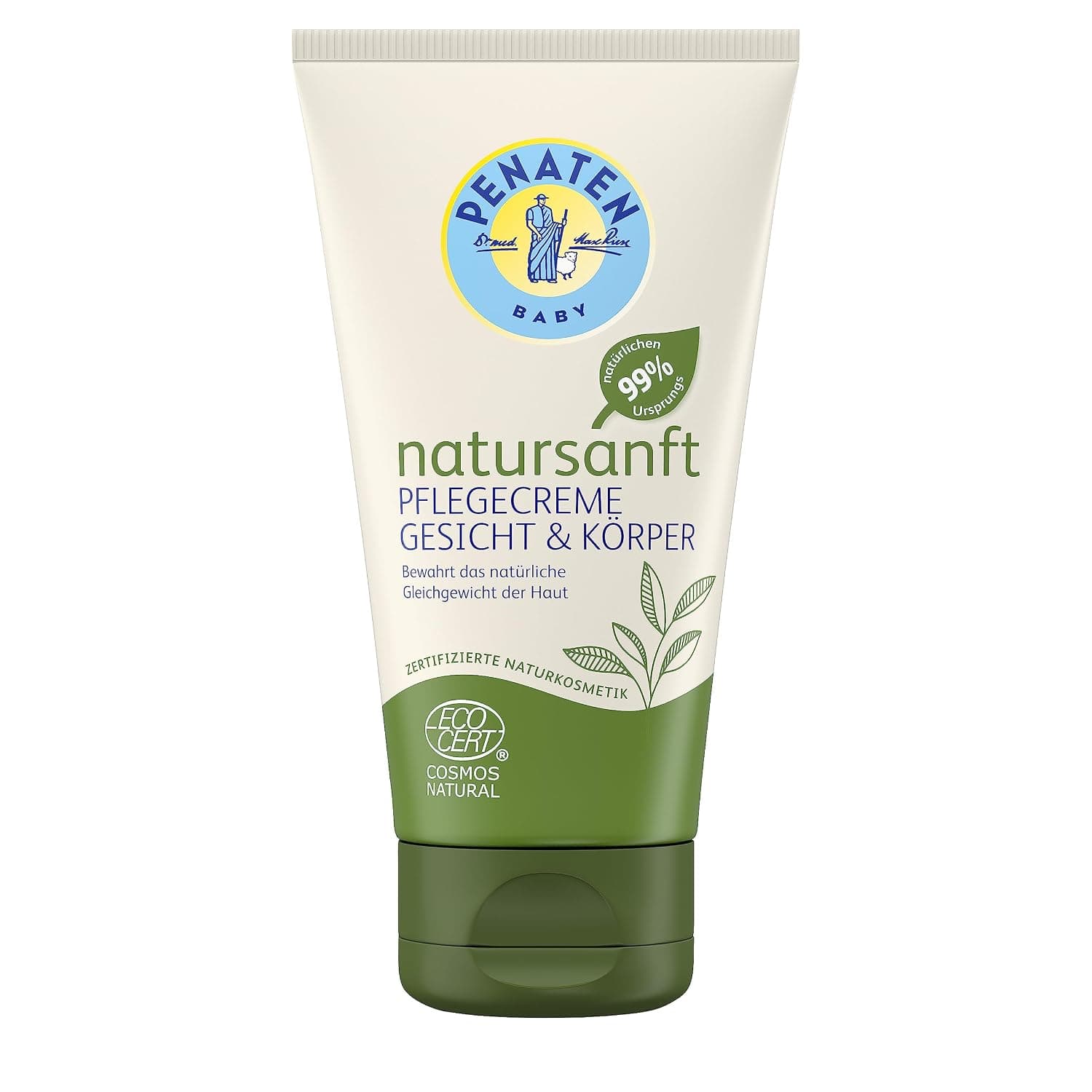Penaten Natursanft Care Cream Face & Body (75 ml), Fragrance-Free Baby Moisturising Cream with Organic Aloe Vera & Shea Butter for Sensitive Baby Skin