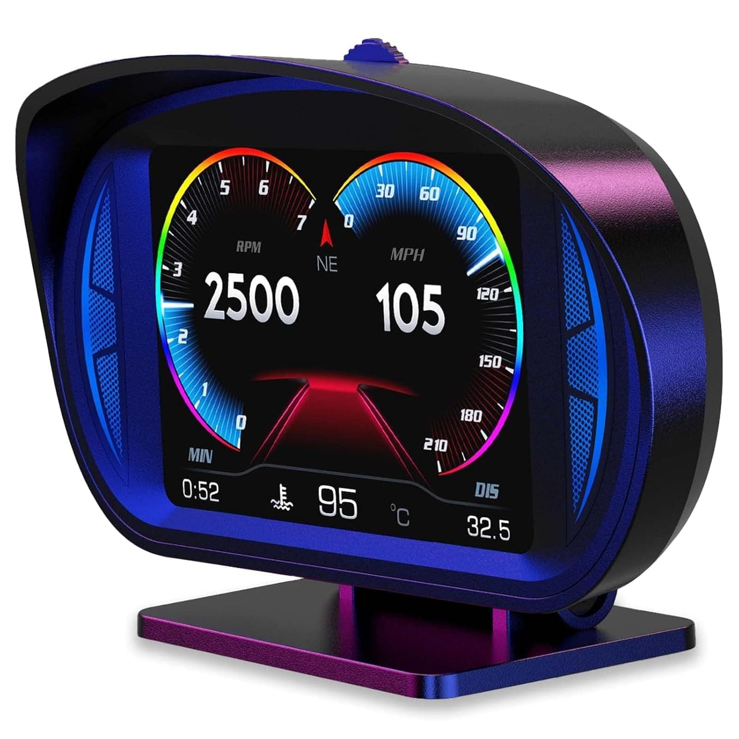 Bukela OBD2 Digital Speedometer, Universal Head Up Display (HUD) with Digital Multi Function and Multi Alarm Setting HD Display with Speed, Tachometer, Troubleshooting, for Most Vehicles After 2008