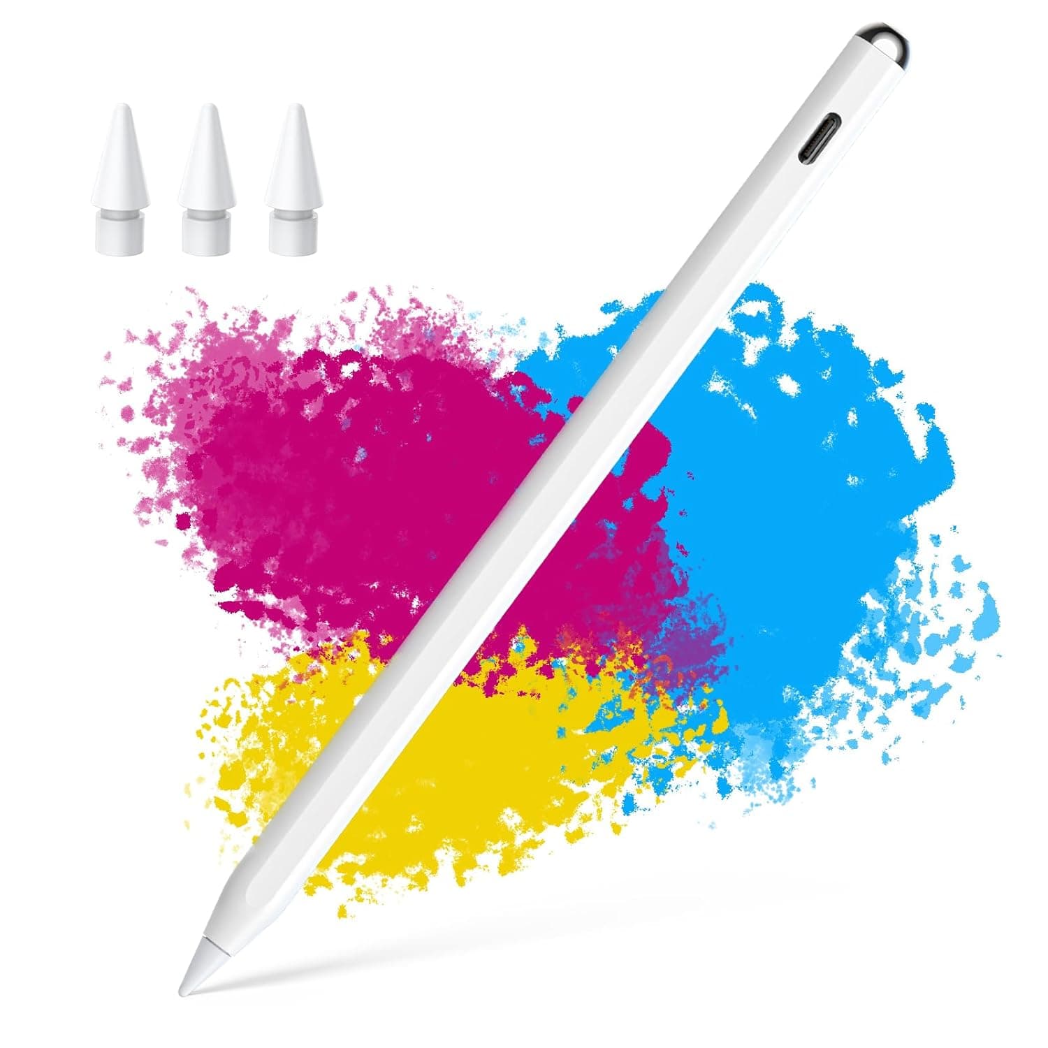 UGREEN 2 in1 Magnetic Charging Stylus Pen for Apple iPad Tilt Sensitivity Fast Type-C & Magnetic Charging Bluetooth Power Display Palm Rejection Stylus Pencil for iPad 2018-2022, Pro, Air, Mini