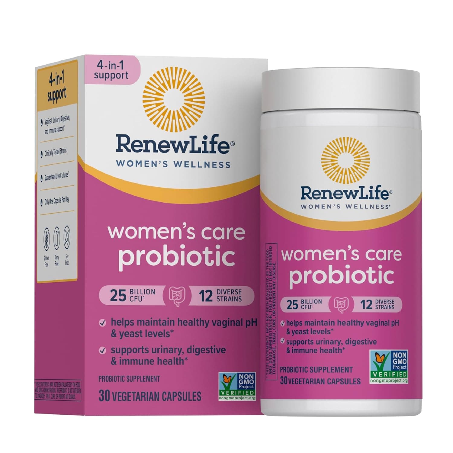 Renew Life #1 Women's Probiotics 25 Billion CFU Guaranteed, 12 Strains, Shelf Stable, Gluten Dairy & Soy Free, 30 Capsules, Feminine Health, Ultimate Flora Women's Care-60 Day Money Back Guarantee