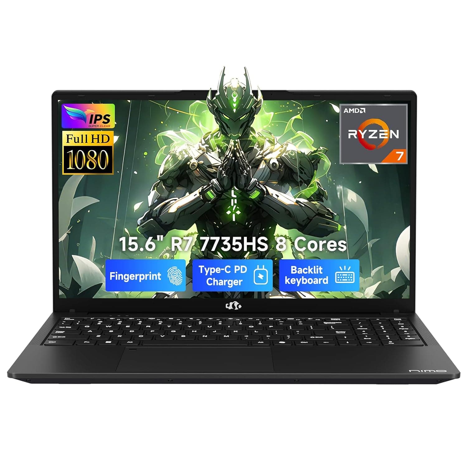 NIMO 17.3" FHD Gaming Laptop, 2026 Laptop with R7 7735HS (8C/16T, Up to 4.75GHz, Beat i7-12650H) 16GB DDR5 RAM 512GB SSD, Radeon 680M GPU, Up to 4 TB, 180° View, Backlit KB, 100W Type C, Wi-Fi 6E