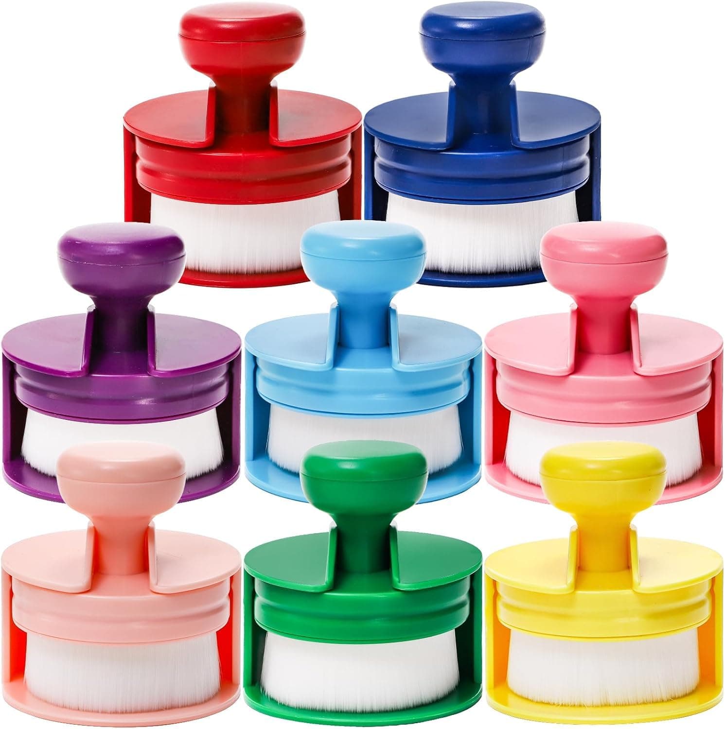 8 Color Flat Top Ink Blending Brushes Set, Craft Blending Brushes with Soft Bristles & Color-Coded Stand, Round Ink Blending Tools for Card Making, Stamping, Painting & Drawing (Multicolor)