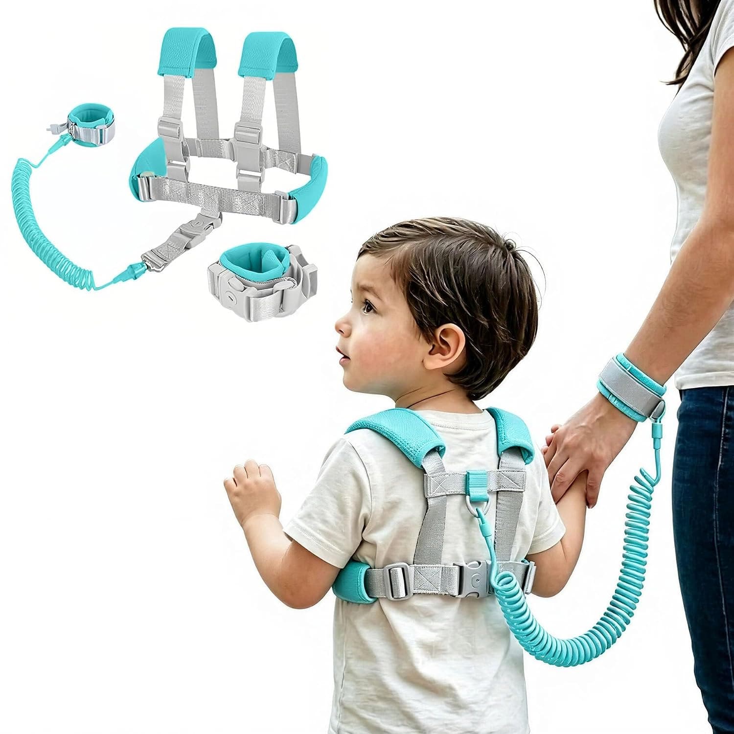 ToolHouse Toddler Harness Leash - 360° Rotating Wrist Link with Lock, Adjustable Child Walking Wristband, for Toddlers, Outdoor Activities, Shopping, Travel (Green)