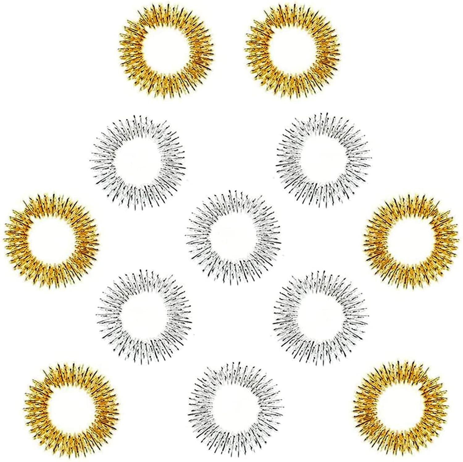 X spring Acupressure Ring, Set of 12 Gold & Silver Massage Rings, Therapeutic Finger Acupressure Rings for Relaxation, Stress and Anxiety Relief for Men and Women