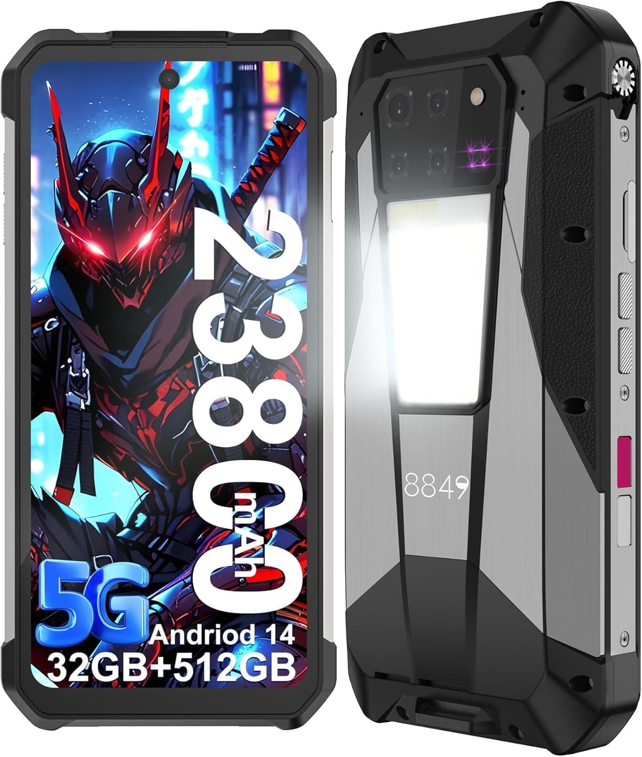 8849 Tank 3 Pro Rugged Smartphone 23800mAh Rugged Projector Phone 32GB+512GB Dual Sim 5G Android 14 Unlocked Mobile Cell Phones 6.79" Big Screen, Camping Light/2TB Expand/OTG 97dB Loud Speaker