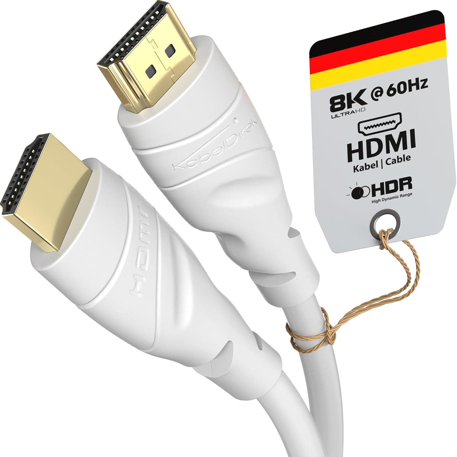KabelDirekt – 8K / 4K HDMI Cable 2.1 – 5m & More HDMI Cables (0.15m–22.5m) – German-Engineered HDMI Lead – Supports 10K/8K@60Hz/4K@120Hz – HDMI 2.1 Cable for HDTV, PC, PS5, Xbox, Switch, white
