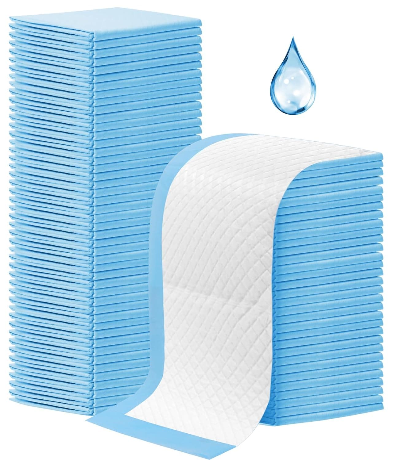 100Pack Disposable Changing Pads, Baby Diaper Changing Pad, Waterproof Underpads, 17 x 13 In, Blue