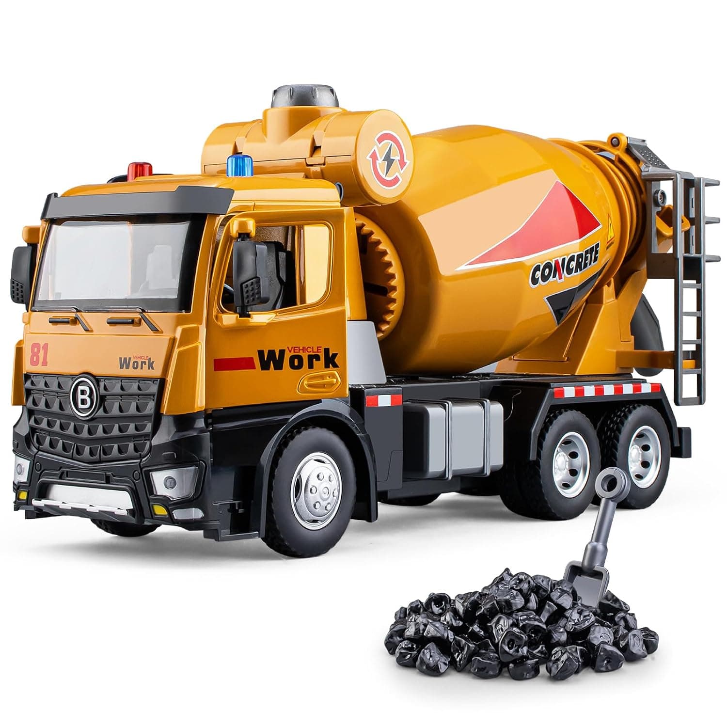 Cement Mixer Toy Truck Metal Cab, Diecast Concrete Mixer Toy