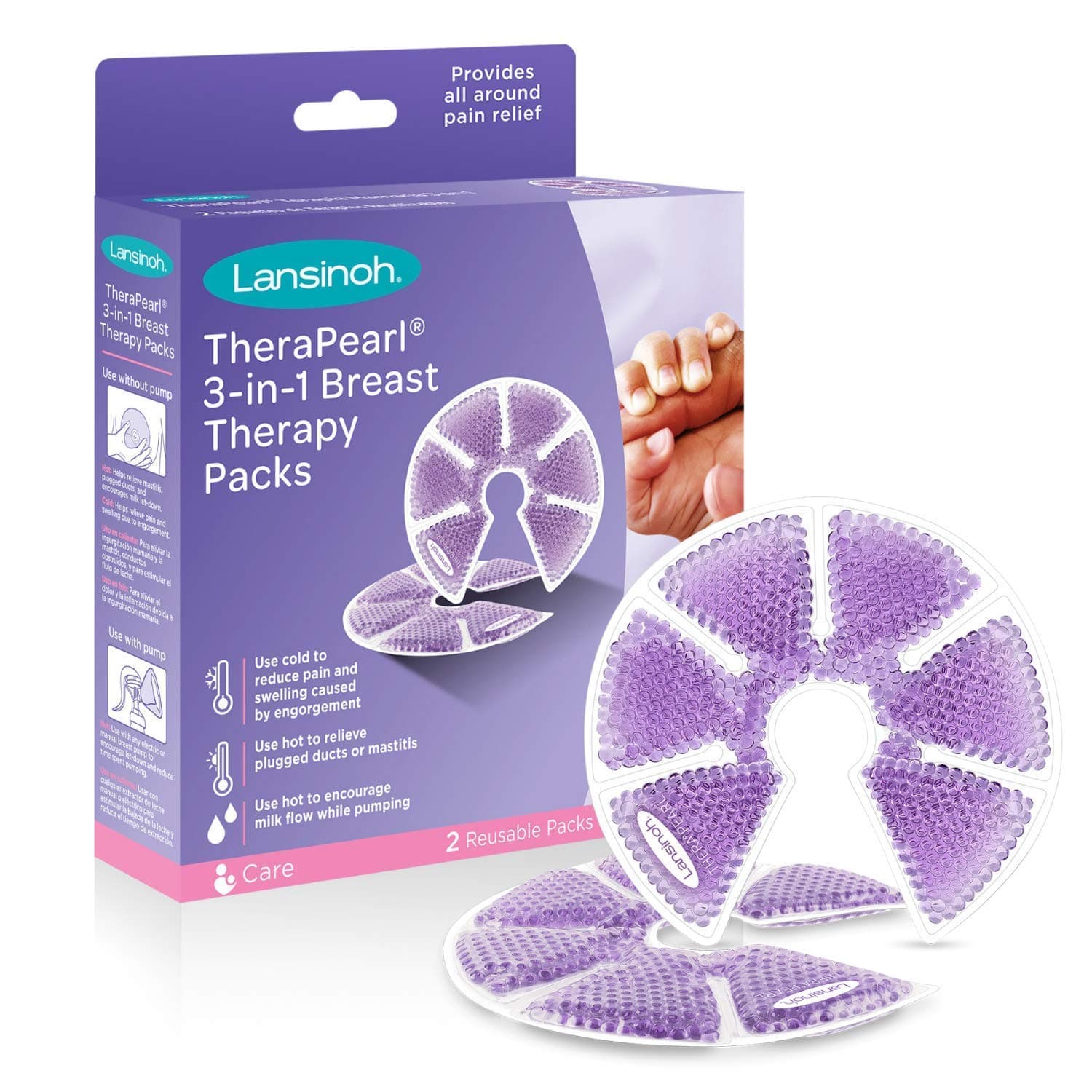 Lansinoh TheraPearl 3-in-1 Hot or Cold Breast Therapy Pack with Cover