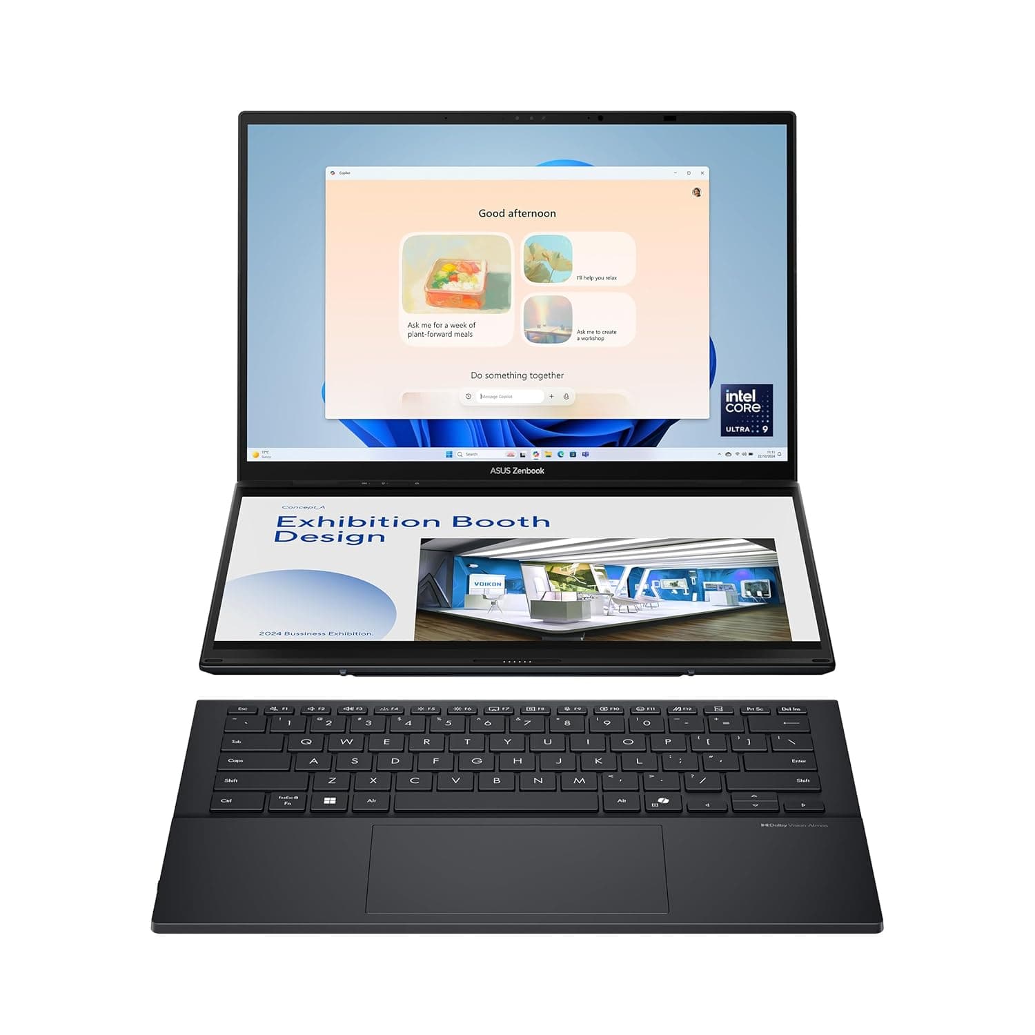 ASUS Zenbook Duo UX8406CA-PZ005W Touch Screen/Intel Ultra 9-285H/32GB RAM/2TB SSD/14 Inch 3K (2880x1800)120Hz OLED/Windows 11 Home, Eng/Arb keyboard - Basalt Gray
