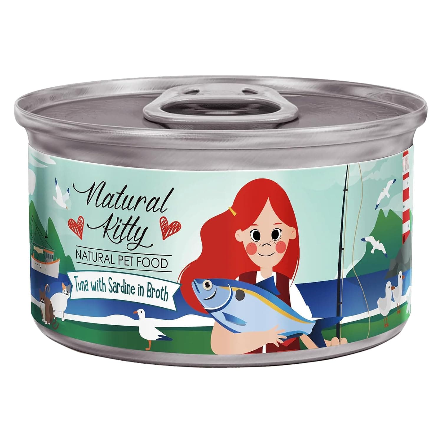 Natural Kitty Cans for Cats Tuna with Sardine in Broth (Carton), 24 x 80 g