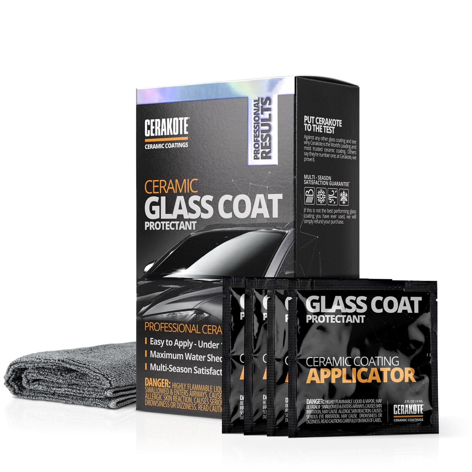CERAKOTE® Ceramic Glass Coat Protectant, Rain Repellent for Cars, 4 Wipes