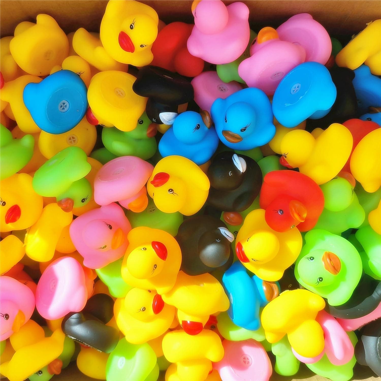 12 Pcs Multicolored Mini Multicolor Rubber Ducks Baby Bath Ducky Bathtub Pool Squeaky Little Duck Toys for Shower/Party Decoration Supplies/Birthday (1.5"x 1.4" x 1.2")