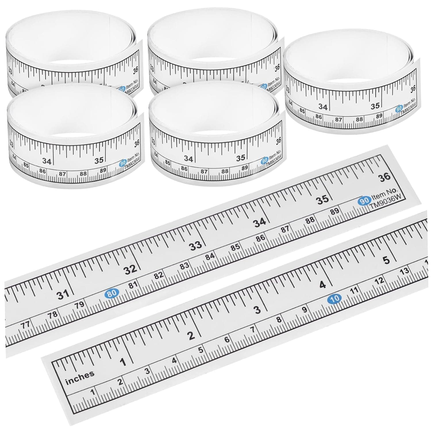 Sticker Tape Measure, 6 Pcs Self Adhesive Measuring Tape Workbench Ruler for Workbenches, Peel and Stick Measuring Tape for DIY Projects, Crafting & Woodworking Tools