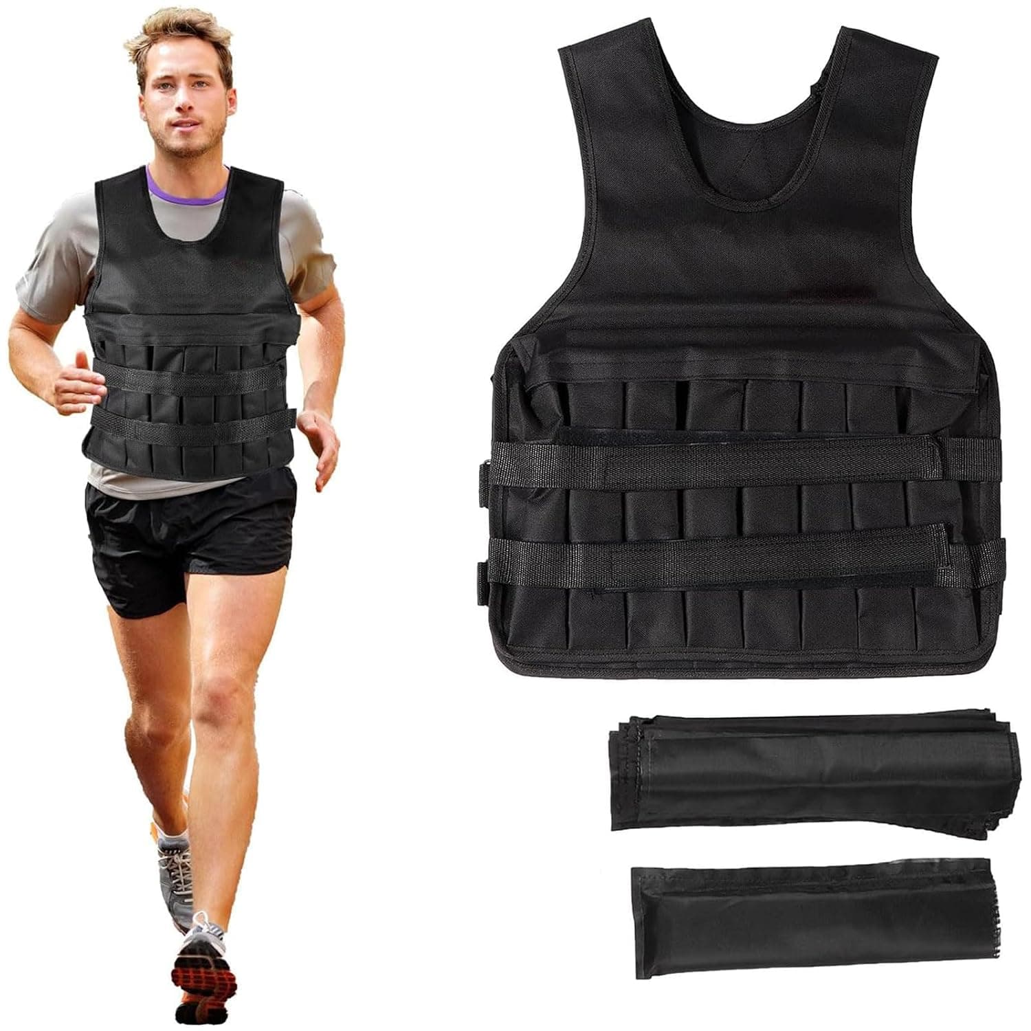 Hcosmy Adjustable Weighted Vest, 5kg/10kg/20kg Sport Breathable Body Weight Vest Running Exercise Workout Equipment, Weightloading Sand Clothing for Men, Women, Kids