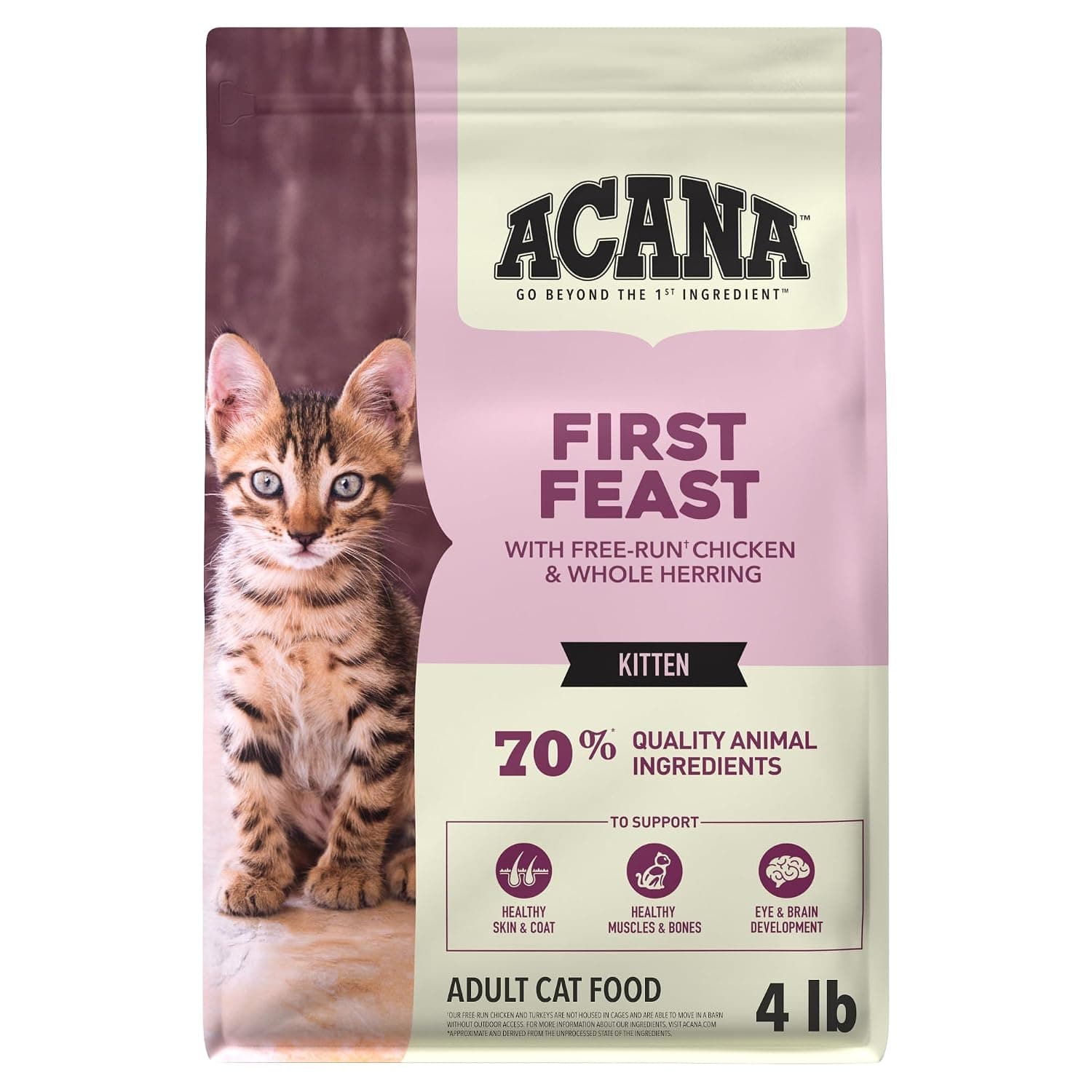 Acana Dry Cat Food For Kittens, First Feast, Chicken and Fish, 4lb