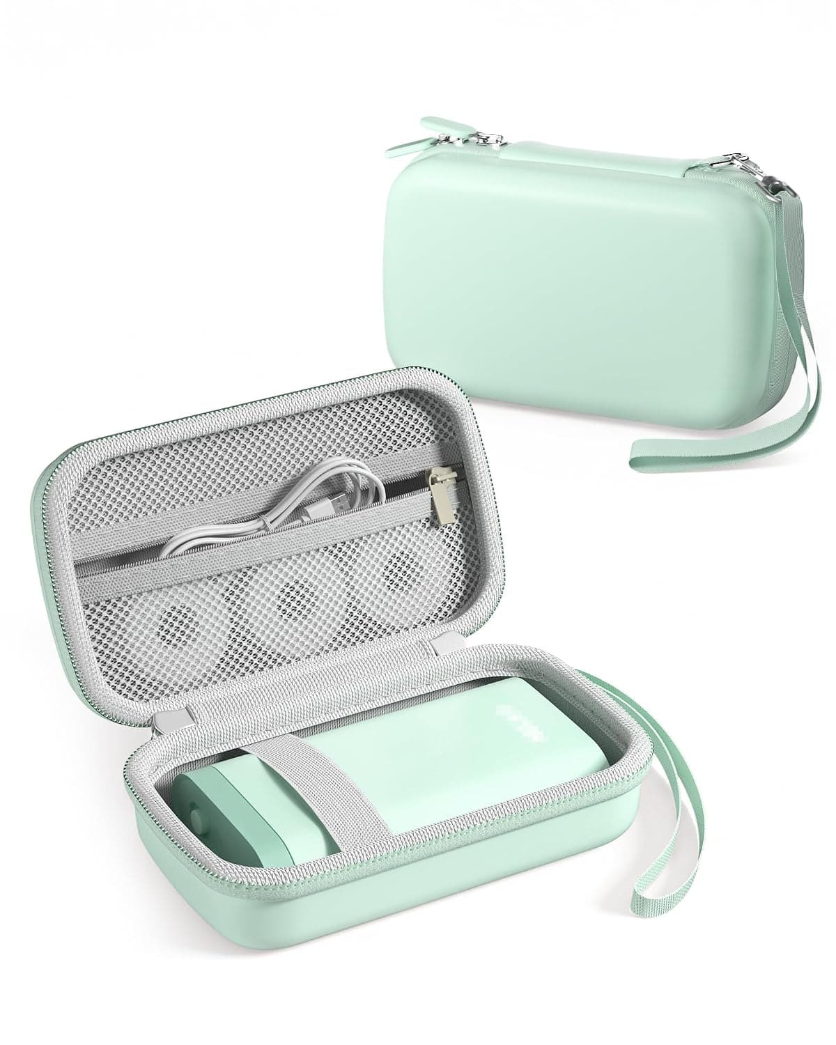 ProCase Label Maker Case Compatible with Phomemo D30 Nelko p21, Compact Carrying Bag for SUPVAN E10/ORGSTA S001 Sticker Printer, Storage for Printer,Tapes&Accessories (Case Only) -Green